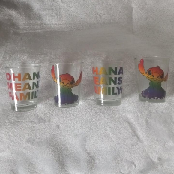 DISNEY LIMITED EDITION PRIDE LILO AND STITCH SHOT GLASSES. 4 GLASSES. NEVER USED - Picture 5 of 5